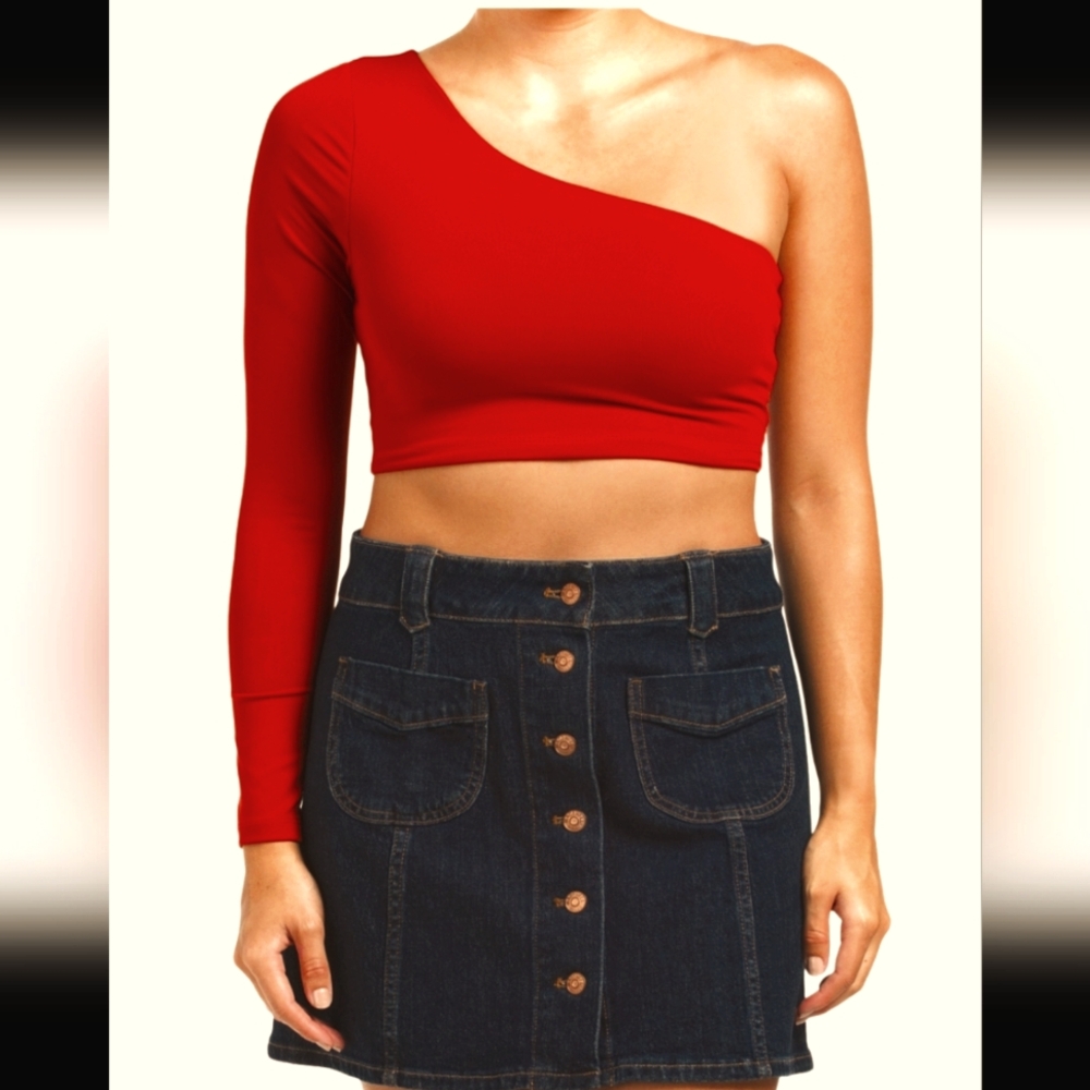 SUSANA MONACO one shoulder CROP TOP brand new RED